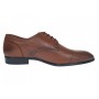 Pantofi Derby bărbați maro cognac din piele naturală cu perforații Lucas Shoes 702CON
